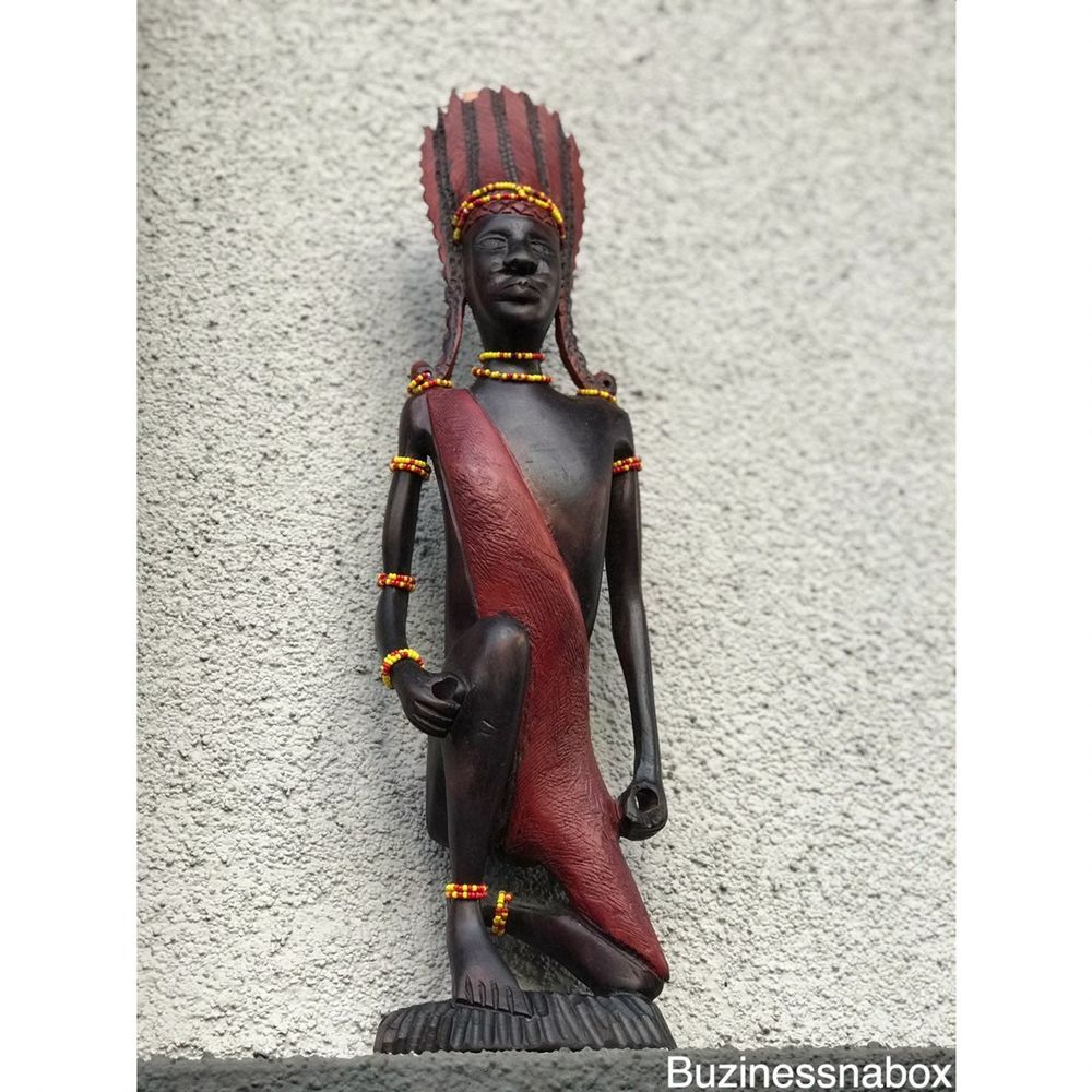 African Wooden Statue w/beads